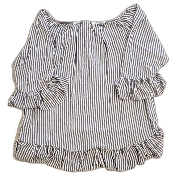 Terra & Sky Blue and White Striped Blouse - Picture 2 of 6